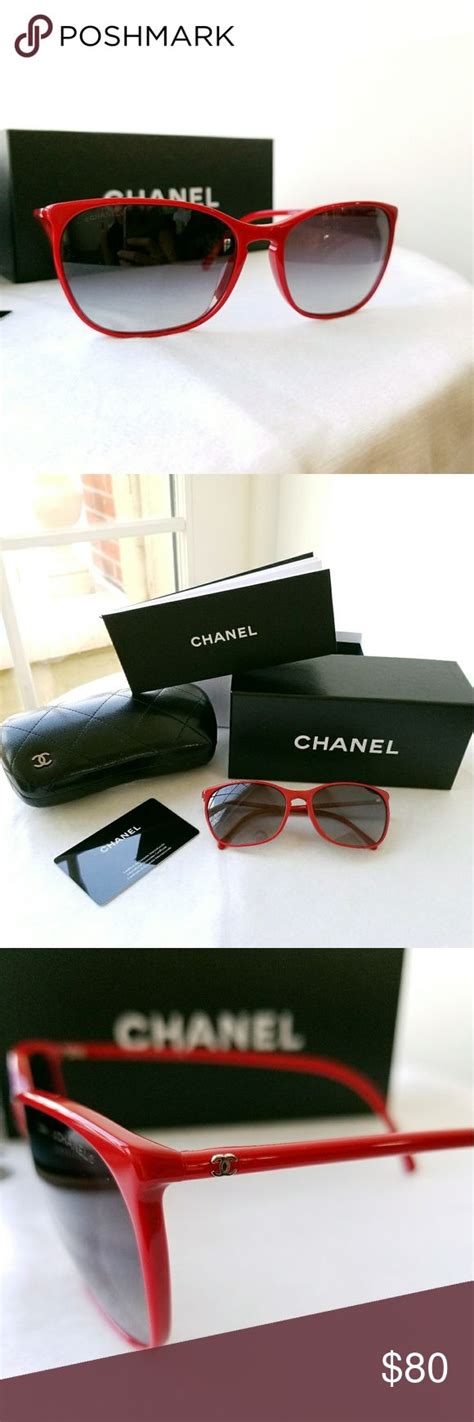 authentic Chanel red sunglasses